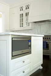 Built-in microwave oven photo in the kitchen interior