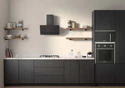 Built-in microwave oven photo in the kitchen interior