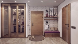 Hallway and door against the wall interior