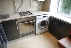 Kitchen design in Khrushchev with dishwasher