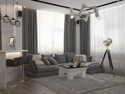 Curtain design for living room in gray color