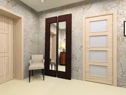 Koridorda Divar Kağızı Işıqlı Qapılar Altında Interyerdə Fotoşəkil