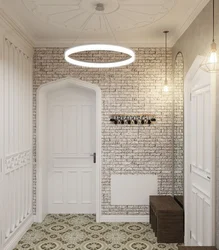 Wallpaper brick wall in the interior in the hallway