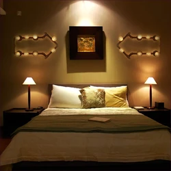 One Lamp Above The Bed In The Bedroom Photo