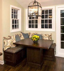 Kitchen design table in the corner