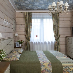 Curtains in a wooden bedroom photo