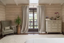 Curtains in a wooden bedroom photo