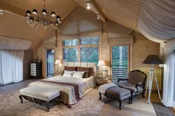 Curtains In A Wooden Bedroom Photo