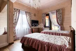 Curtains in a wooden bedroom photo
