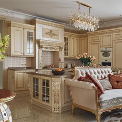 Классическая кухня гостиная фото