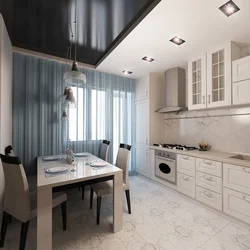 Kitchen design in a panel house for a three-room apartment