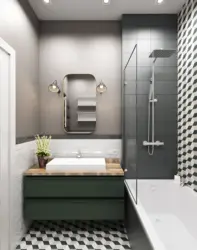 Bathroom design for a small bath without toilet with tiles