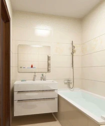 Bathroom design for a small bath without toilet with tiles