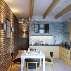 Kitchen interior with small tiles