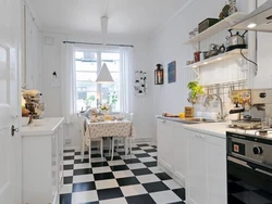 Kitchen interior with small tiles