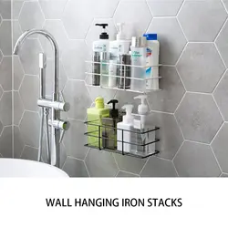 Modern bathroom shelves for shampoos in the interior