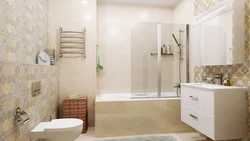 Collections of tiles in the bathroom interior