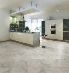 Boz döşəmə plitələri ilə mətbəx dizaynı