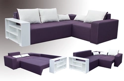 Corner sofa with sleeping place in the interior