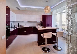 White burgundy kitchen in the interior