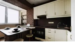 White Kitchen With Brown Countertop Photo In The Interior