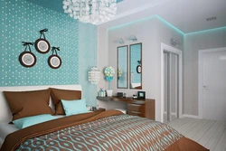Combination With Turquoise Color In The Bedroom Interior Photo
