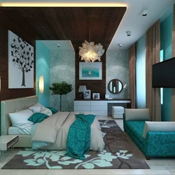 Combination with turquoise color in the bedroom interior photo