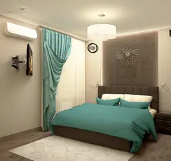 Combination with turquoise color in the bedroom interior photo