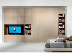 Wall cabinets in the living room photo