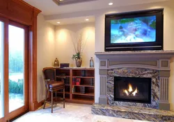 Electric fireplace in the bedroom interior photo