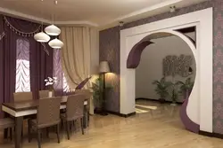 Interior design living room with arch