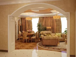 Interior design living room with arch