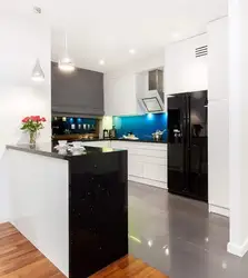 Kitchen with black refrigerator design photo