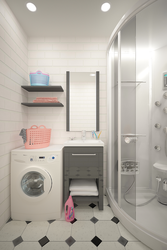 Design of a bathroom and toilet combined 4 square meters with a washing machine