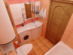 Design of a bathroom and toilet combined 4 square meters with a washing machine