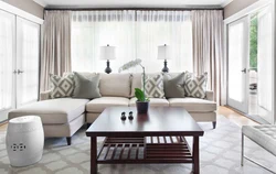 Light curtains in the living room interior