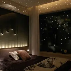 LED strip on the ceiling in the bedroom photo