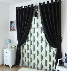 Шторы на люверсах в интерьере спальни