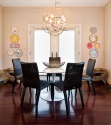 Modern chandeliers in the kitchen above the table photo