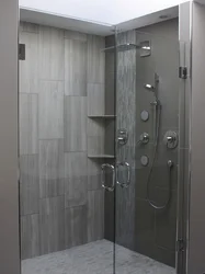 Gray Bathroom Design With Shower