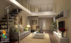 Kitchen living room with stairs to the 2nd floor photo