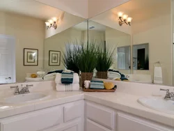 Bathroom Design With Wall-To-Wall Mirror