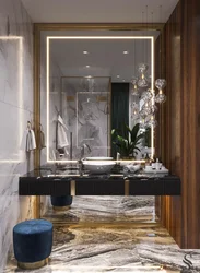 Bathroom Design With Wall-To-Wall Mirror