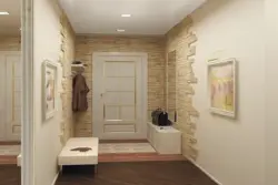 Hallway With Decorative Stone And Wallpaper Photo