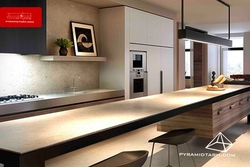 Minimalist kitchen design without upper cabinets