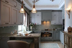 Gray kitchen design in classic style