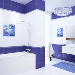 Design bathroom tiles white blue