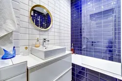 Design bathroom tiles white blue
