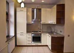 Small kitchen set for a small kitchen with a refrigerator photo
