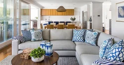 Interior kitchen living room sofa white